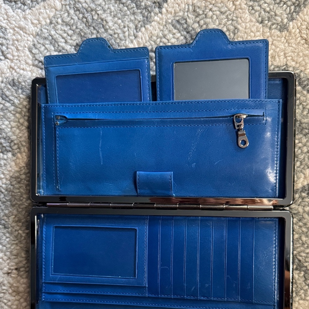 ABAS Blue/Green Crocodile Embossed Wallet - Picture 3 of 4